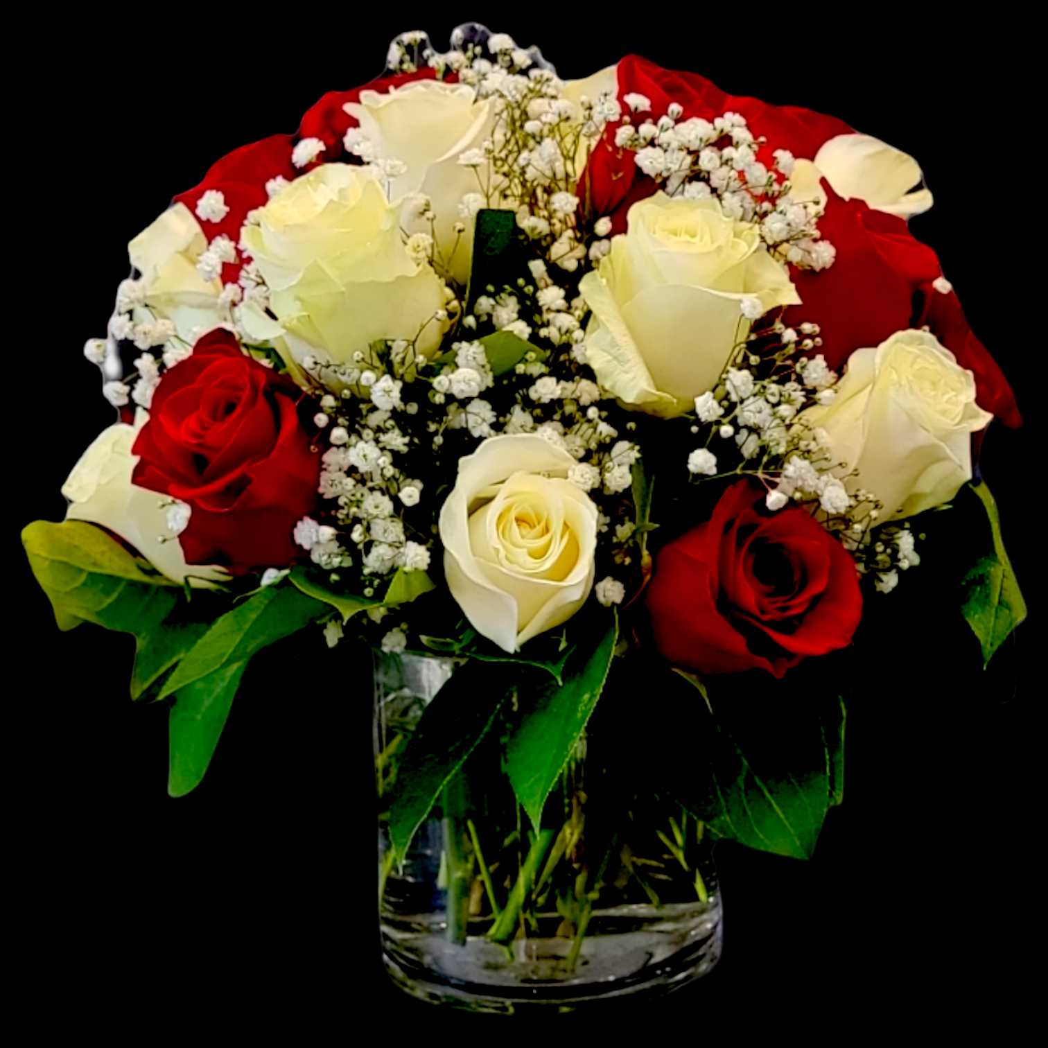RED & WHITE IN SHORT VASE Flower Delivery Las Vegas NV Vegas Rose Flowers