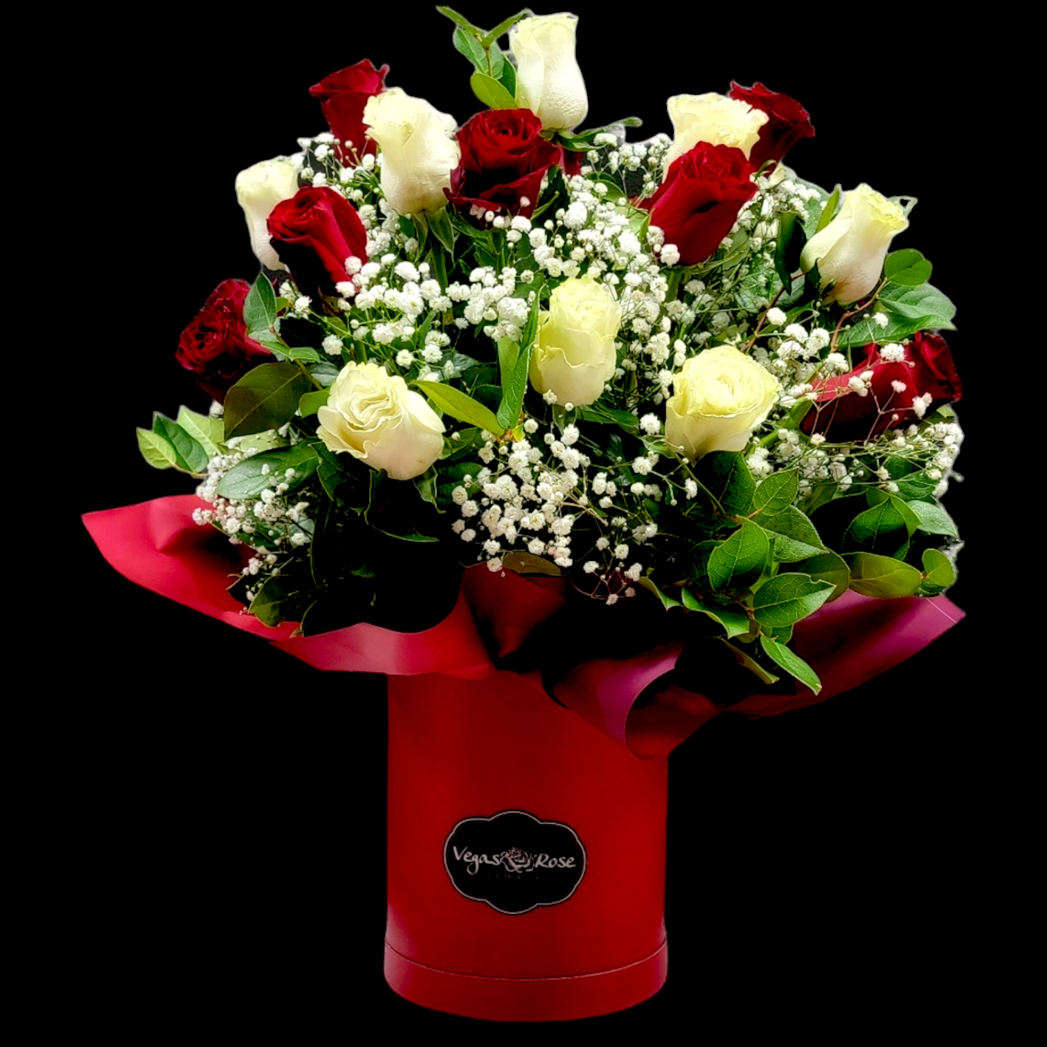 RED & WHITE ROSES IN ANY TISSUE BOX Flower Delivery Las