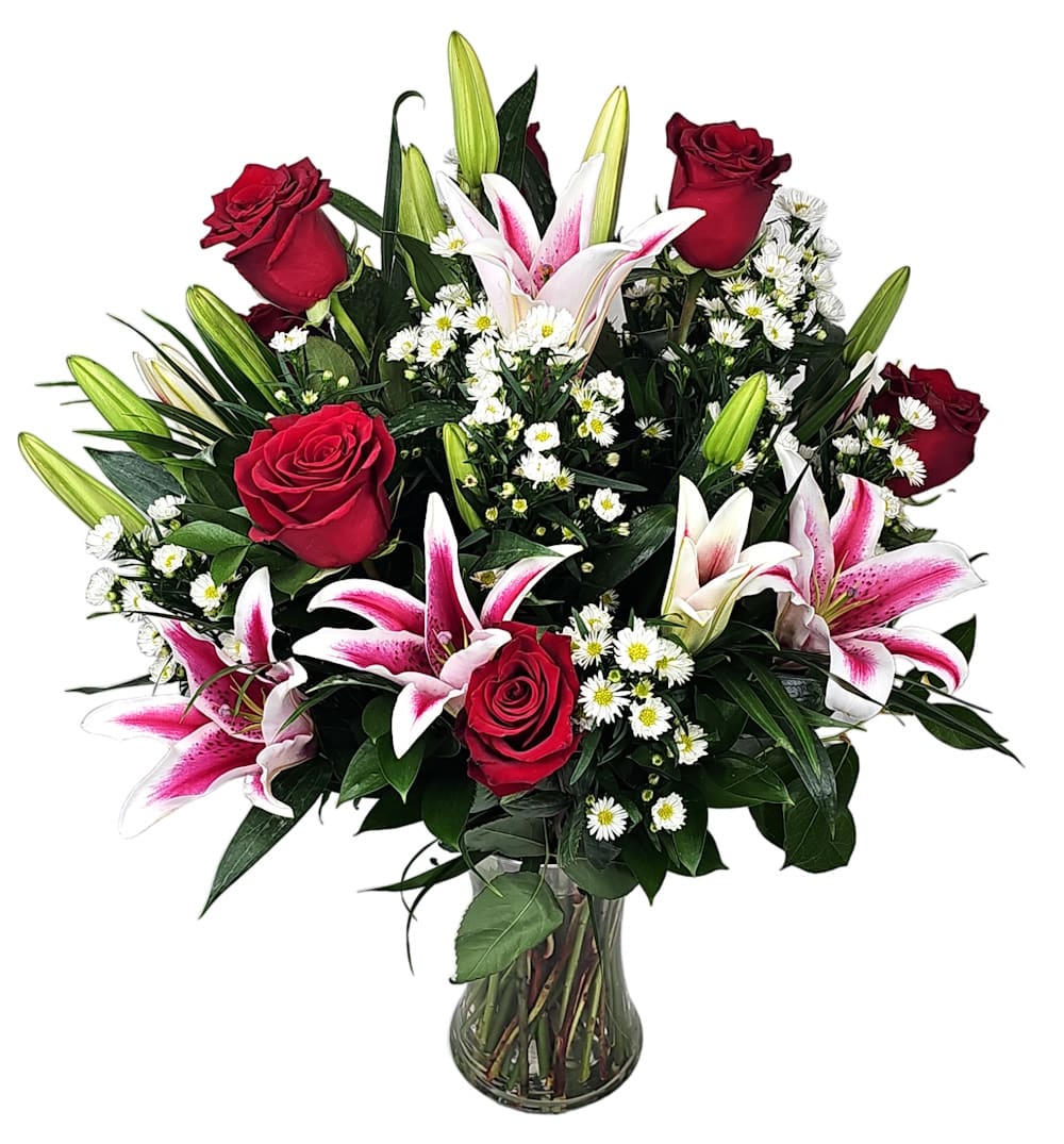 Amore Bouquet: Red Roses & Pink Lilies | Colorado Springs Florist