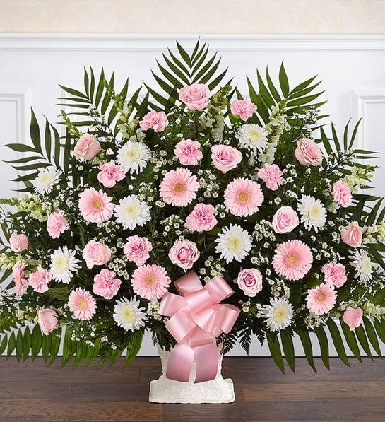 Heartfelt Tribute™ Floor Basket- Pink & White XL