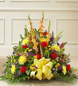 Multicolor Bright Mixed Flower Fireside Baske