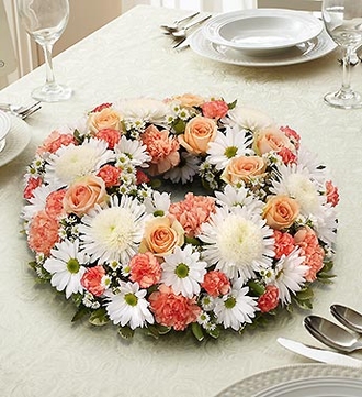 Peach, Orange and White Centerpiece
