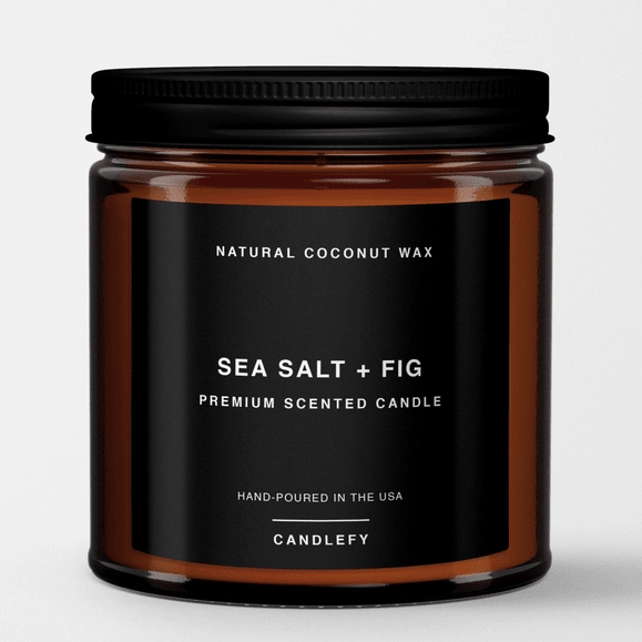 Sea Salt + Fig | Premium Botanical Candle in Amber Glass