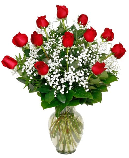 Dozen Roses Arranged Flower Delivery Orrville OH - The Bouquet Shop