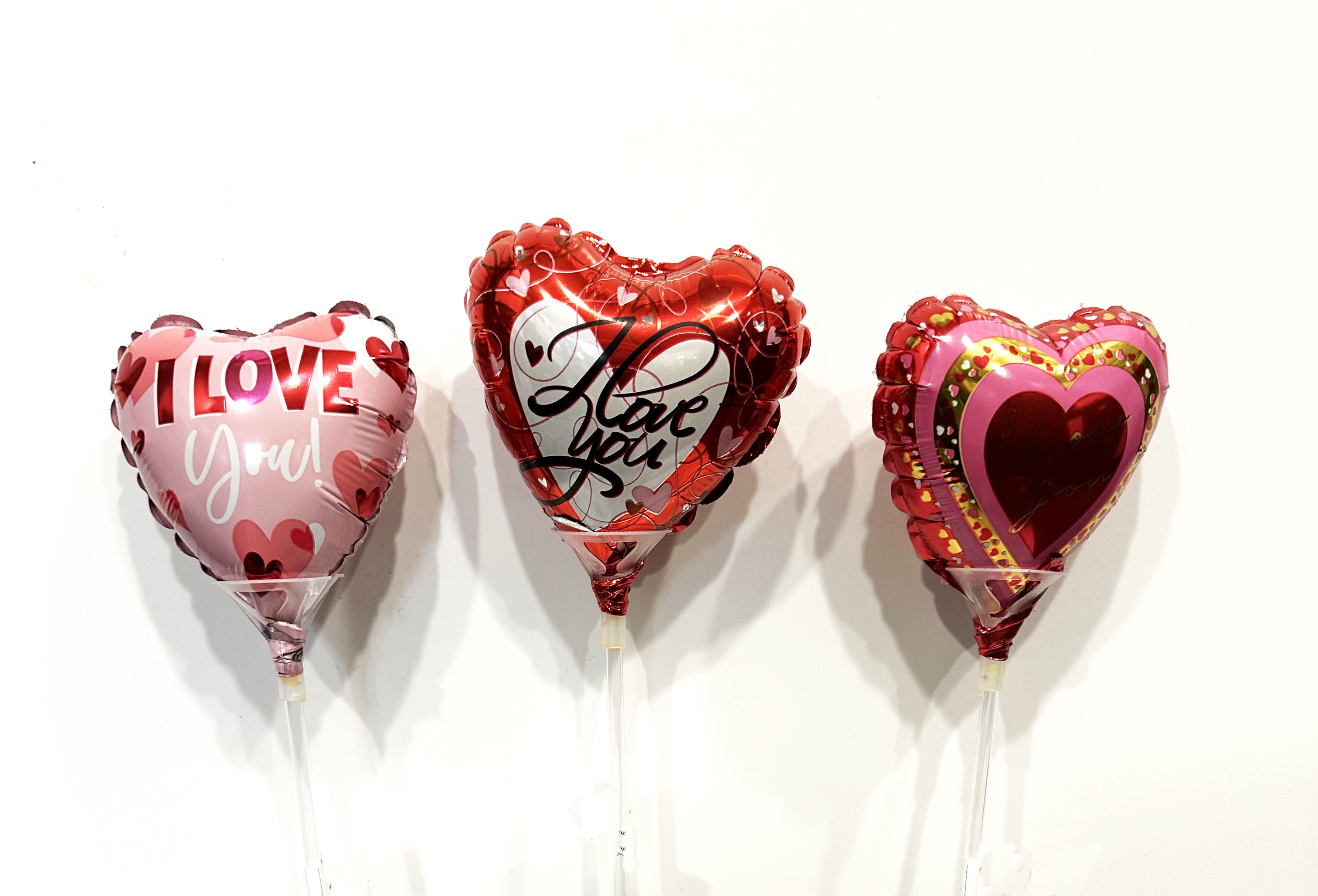 4 Inch Pre-inflated I Love You Pick Balloon Flower Delivery Apple ...