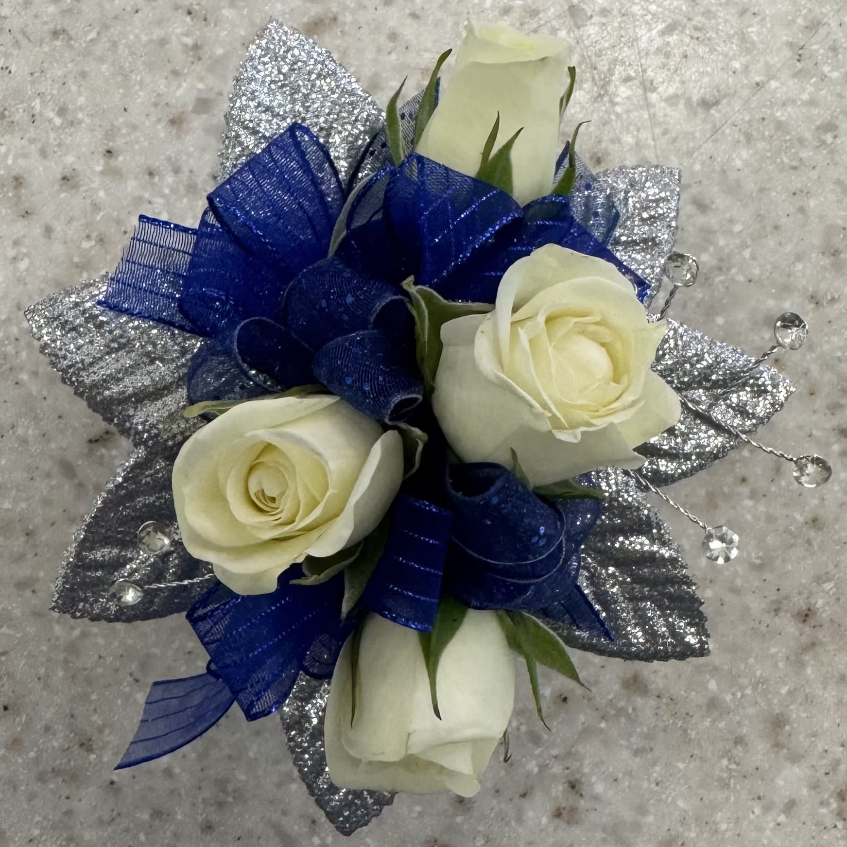 wrist corsage for royal blue dress Bulk Navy Dahlia Wrist Corsage with Blue Berry Wholesale — Artificialmerch main image 1