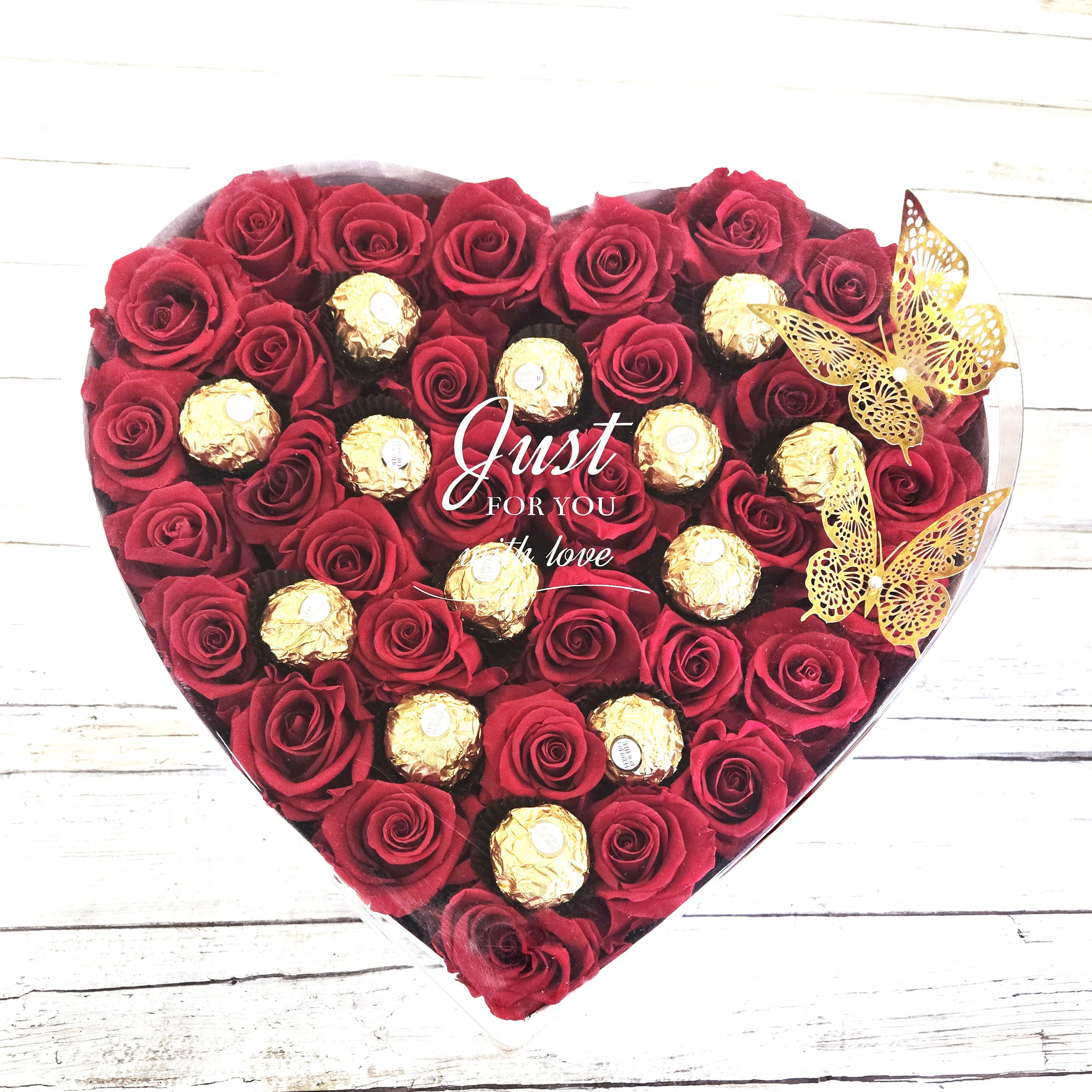Infinite Roses in a Heart Shaped Box with Chocolates Flower Delivery ...