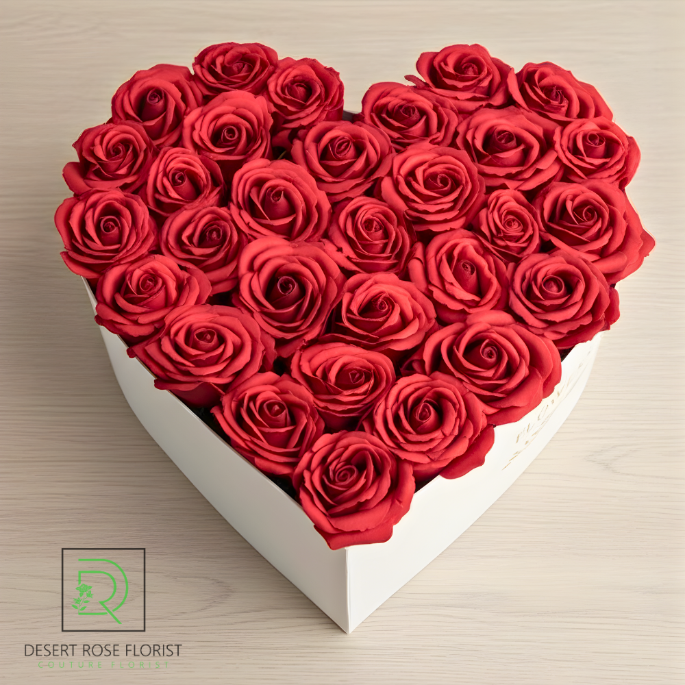 Large heart box with fresh roses in Las Vegas NV - Desert Rose Florist