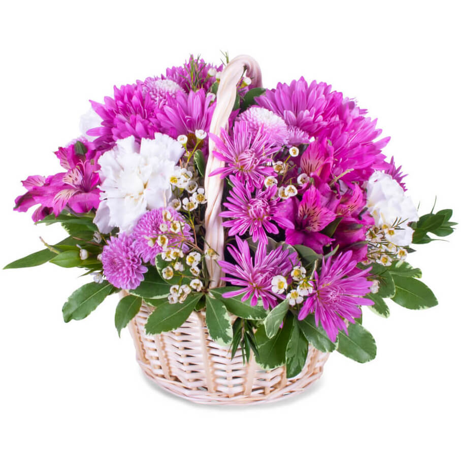 Purple Basket Flower Bouquet