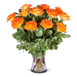 Orange Rose Hues Flower Bouquet