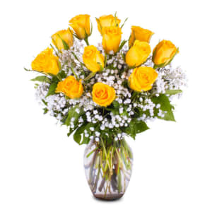 Dozen Yellow Roses Flower Bouquet