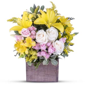 Yellow Lily & Rose Arrangement