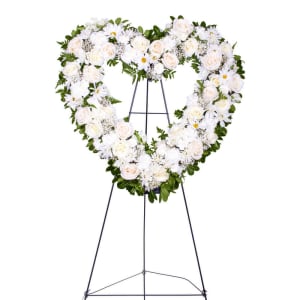 White Open Heart Sympathy Arrangement Flower Bouquet