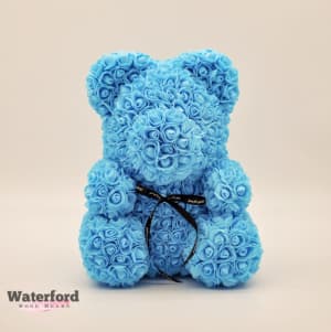 Sky Blue Rose Bear Flower Bouquet