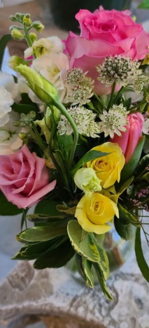 Color Palette of Pinks,Yellows, and Whites Flower Bouquet