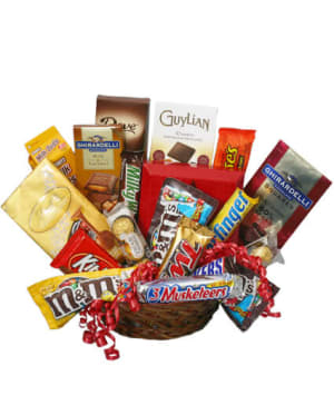 Chocolate Lovers - Gourmet Chocolate Gift Basket Flower Bouquet