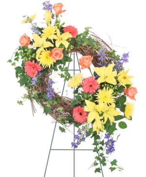 Celebration of Life - Colorful Standing Funeral Arrangement Flower Bouquet