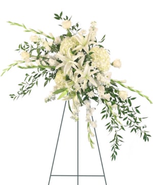 Tranquil Tears - White Standing Spray Flower Bouquet