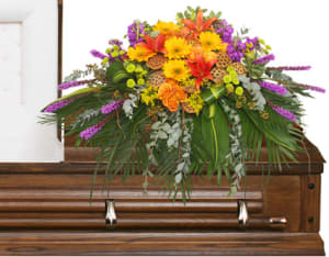 Radiant Medley - Yellow & Purple Casket Flowers Flower Bouquet