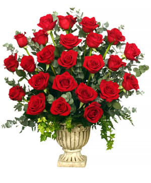 Regal Roses - Red Rose Pedestal Arrangement Flower Bouquet