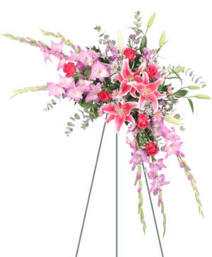 Memories in Pink Standing Funeral Arrangement Flower Bouquet