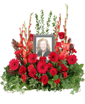 Adoration Memorial - Pictureframe Funeral Flower Arrangement Flower Bouquet