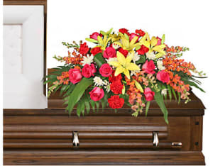 In Loving Memory - Red & Yellow Casket Flowers Flower Bouquet