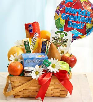 Fruit and Gourmet Basket for Dad Flower Bouquet