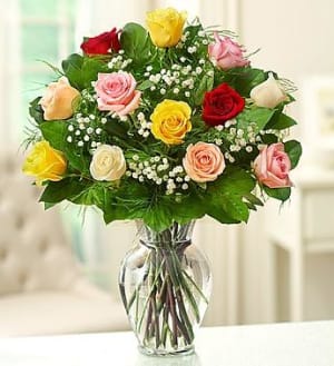 Long Stem Assorted Roses Flower Bouquet