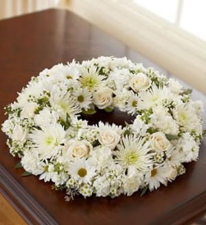 Cremation Wreath - All White Flower Bouquet