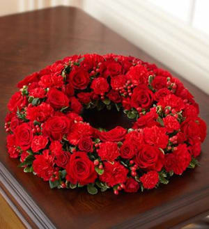 Cremation Wreath - All Red Flower Bouquet