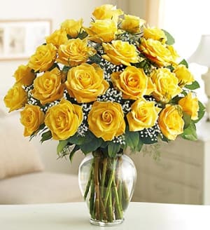 Long Stem Yellow Roses Flower Bouquet