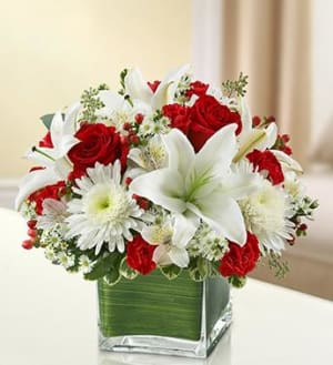 Healing Tears - Red and White Flower Bouquet