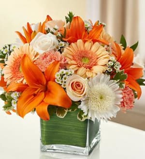 Healing Tears - Peach, Orange and White Flower Bouquet
