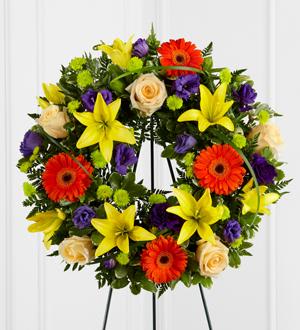 The FTD® Radiant Remembrance™ Wreath Flower Bouquet