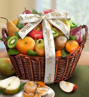 Wishing You Peace Sympathy Fruit Basket Flower Bouquet