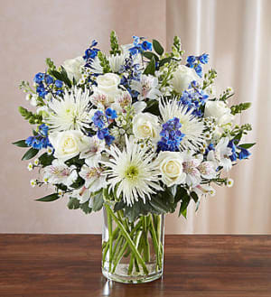 Sincerest Sorrow- Blue & White Flower Bouquet