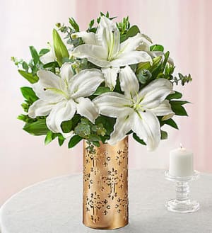 All White Lily Bouquet for Sympathy Flower Bouquet