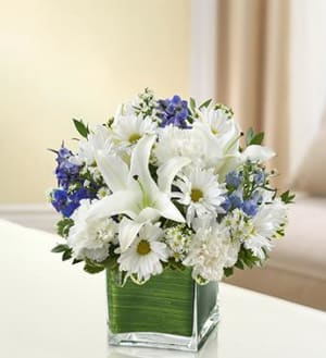 Healing Tears - Blue and White Flower Bouquet