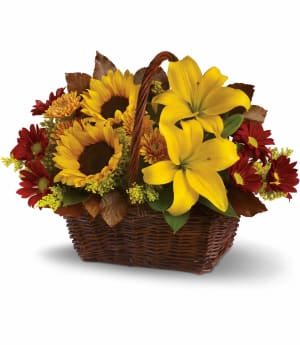 Golden Days Basket Flower Bouquet