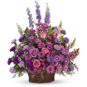 Gracious Lavender Basket Flower Bouquet
