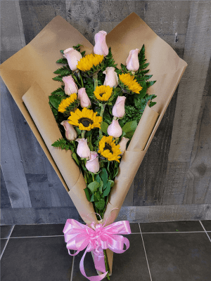 The Bethabara  Pink Wrapped bqt Flower Bouquet