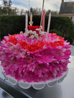 Birthday Cake: Pink Garden Flower Bouquet