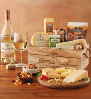 Gourmet Cheese Gift with Wine Flower Bouquet