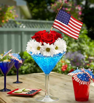 Cheers to the Red, White and Blue Flower Bouquet