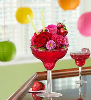 Strawberry Floral Margarita Flower Bouquet