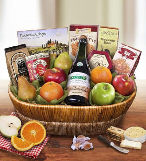 Farmstand Finest Deluxe Fruit Gift Basket  Flower Bouquet