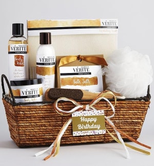 Happy Birthday! Vanilla Bliss Relaxing Spa Basket  Flower Bouquet