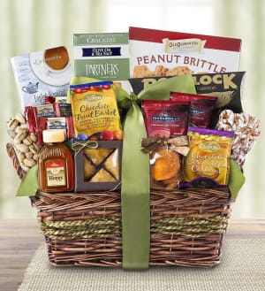 Kosher Gourmet Sweets & Savories Gift Basket  Flower Bouquet