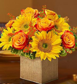 Sunflower Wood Box Flower Bouquet